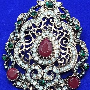 Turkish antique design Tussell Gypsy Brooch pin .7cm long4cm wide